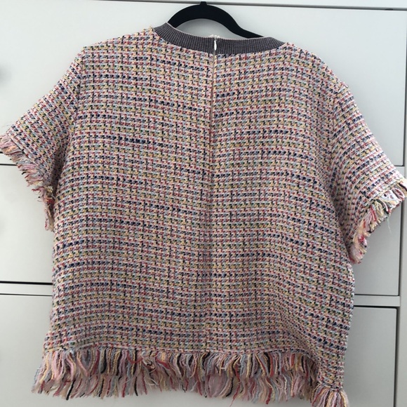 Zara woven top with fringe details. Size large - Picture 2 of 3